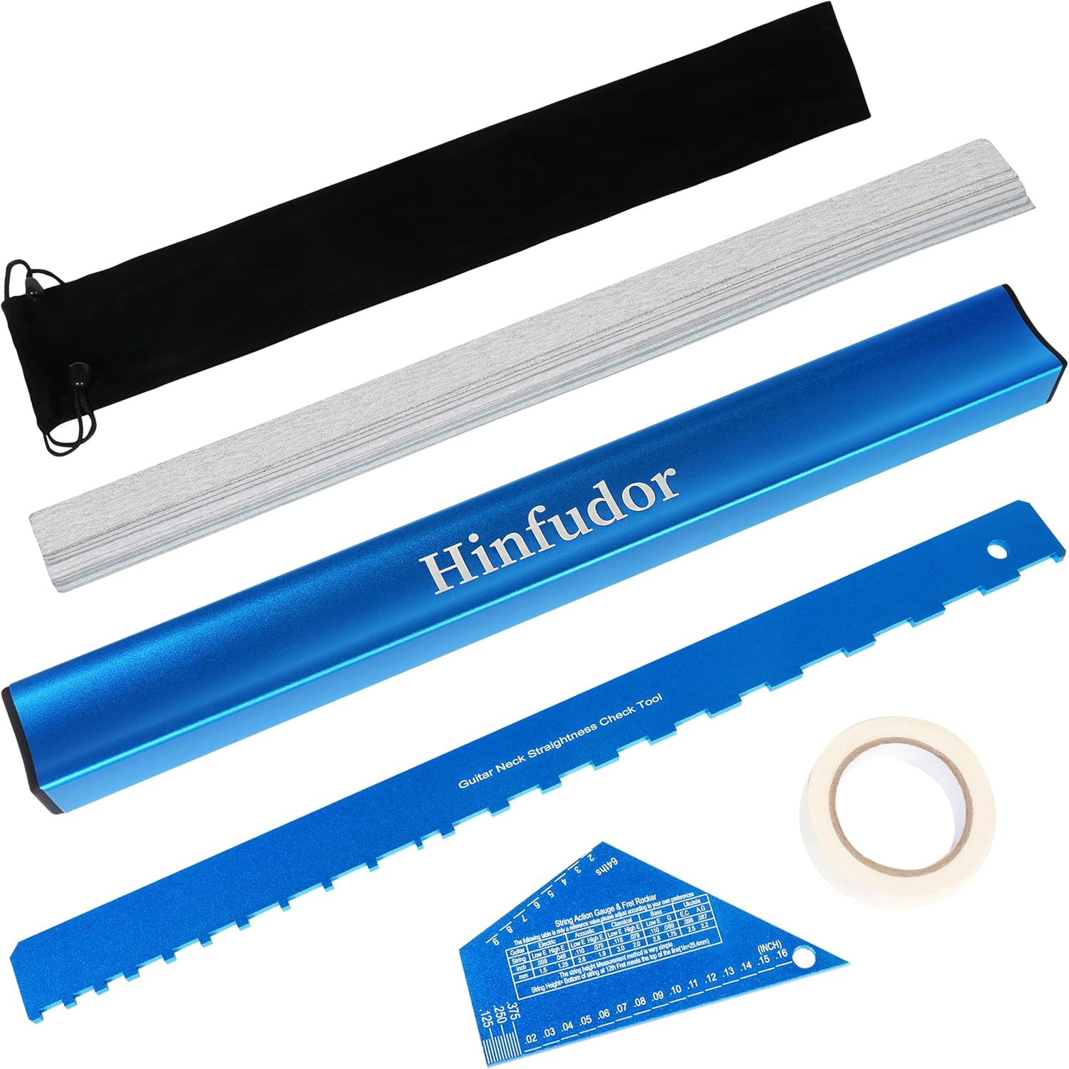 Detalle de Hinfudor Guitar Fret Leveling Kit with 16-Inch Beam, Notched Straightedge & Gauge