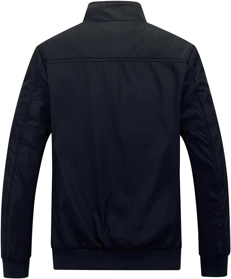 Detalle de YOUTHUP Herren Leichte Freizeit-Übergangsjacke im Bomberjacke-Stil mit Umlegekragen