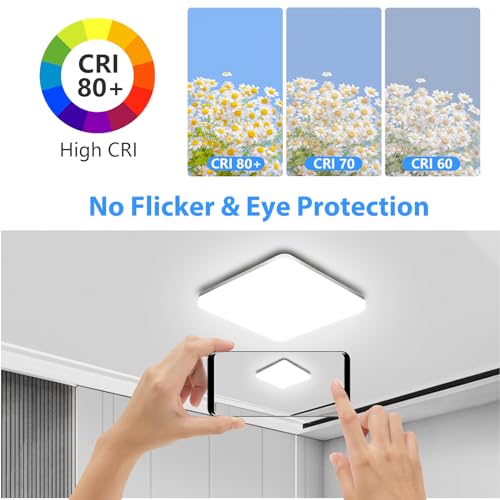 Detalle 2 de OUILA Plafón LED Techo 20W 2000LM 6500K IP44 – Lúmina fría, diseño cuadrado ultra delgado