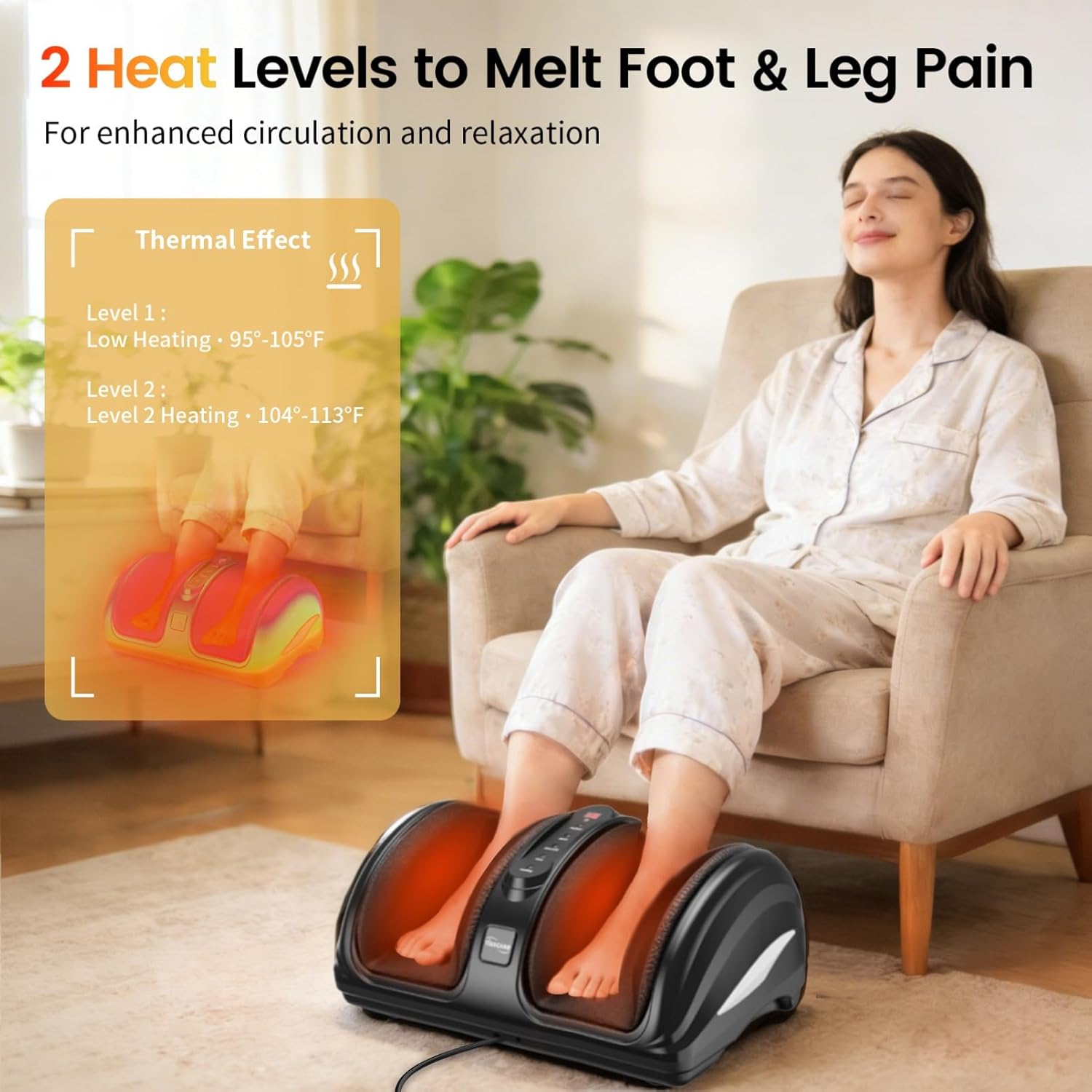Detalle de TISSCARE Foot Massager for Neuropathy: Deep Shiatsu, Heat Therapy, and Custom Comfort for Everyday Feet