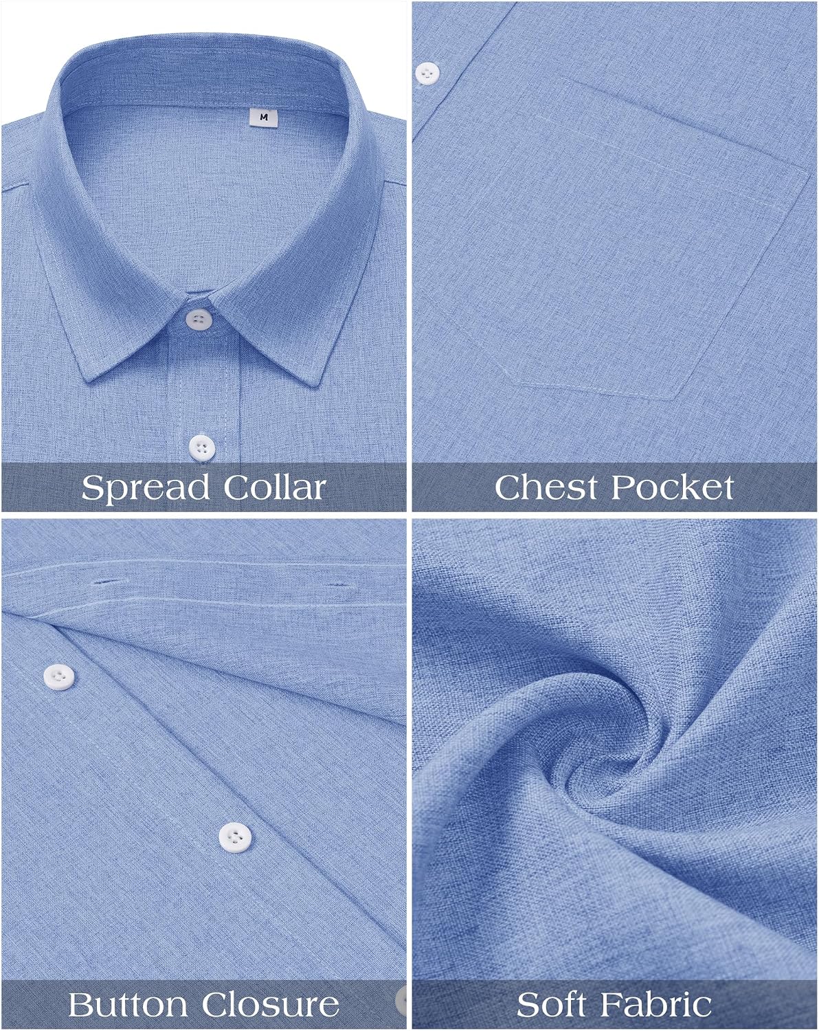 Detalle 2 de Demeanor Linen Mens Short Sleeve Shirt – Lightweight, Breathable Linen Blend for Summer