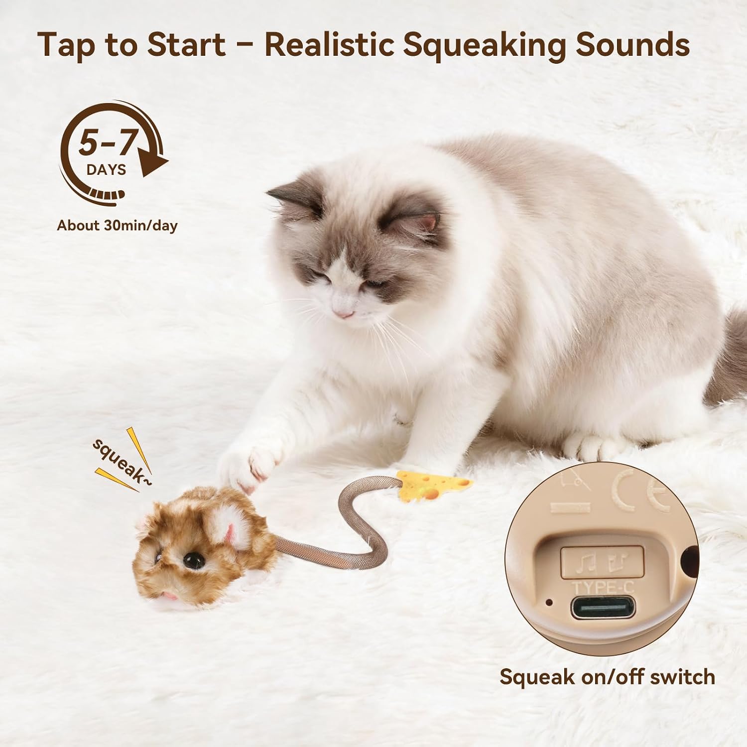 Thumbnail 2 de Migipaws Migimouse 360° rolling interactive cat toy 🐱