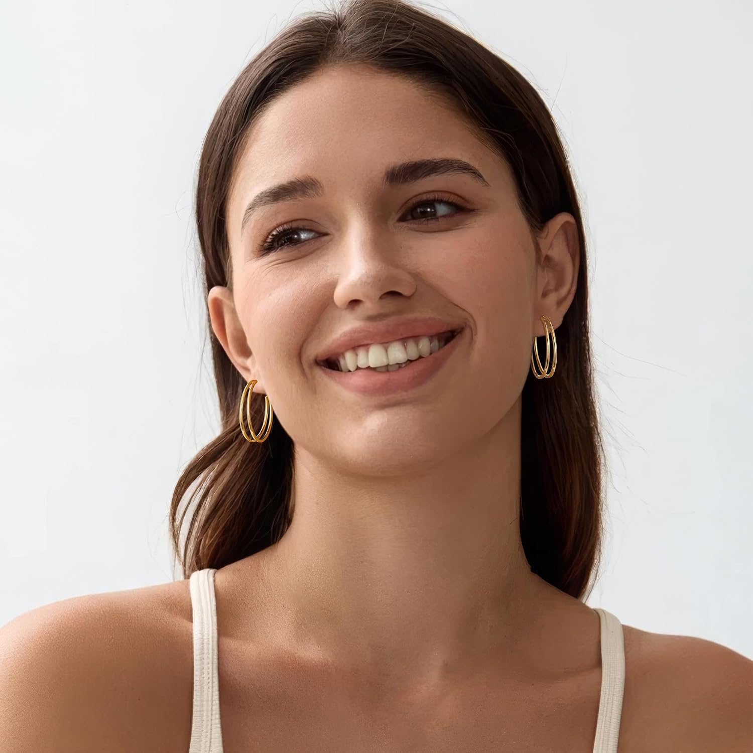 Thumbnail 6 de Gacimy Double Hoop Earrings with 925 Sterling Silver Posts