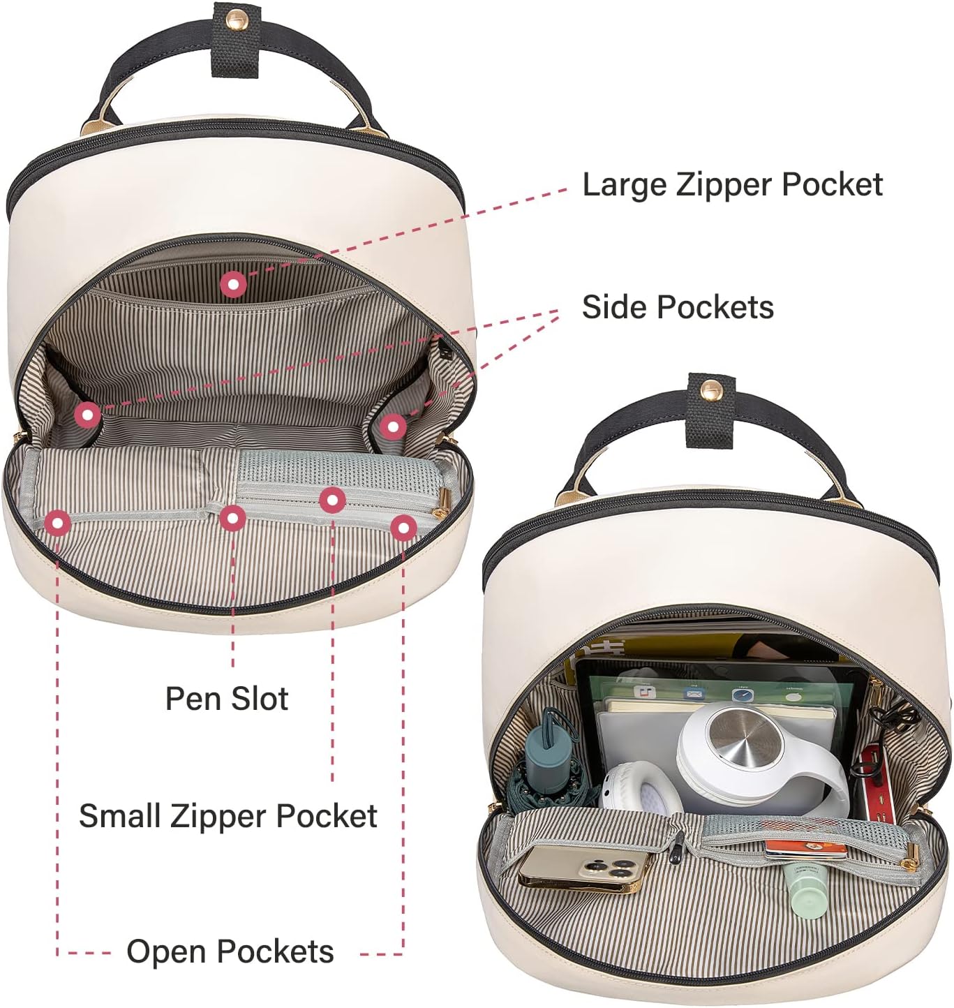 Detalle 2 de LOVEVOOK Sac à Dos Femme 17 Pouces : élégant, imperméable et antivol avec USB - parfait pour étudiants et professionnels