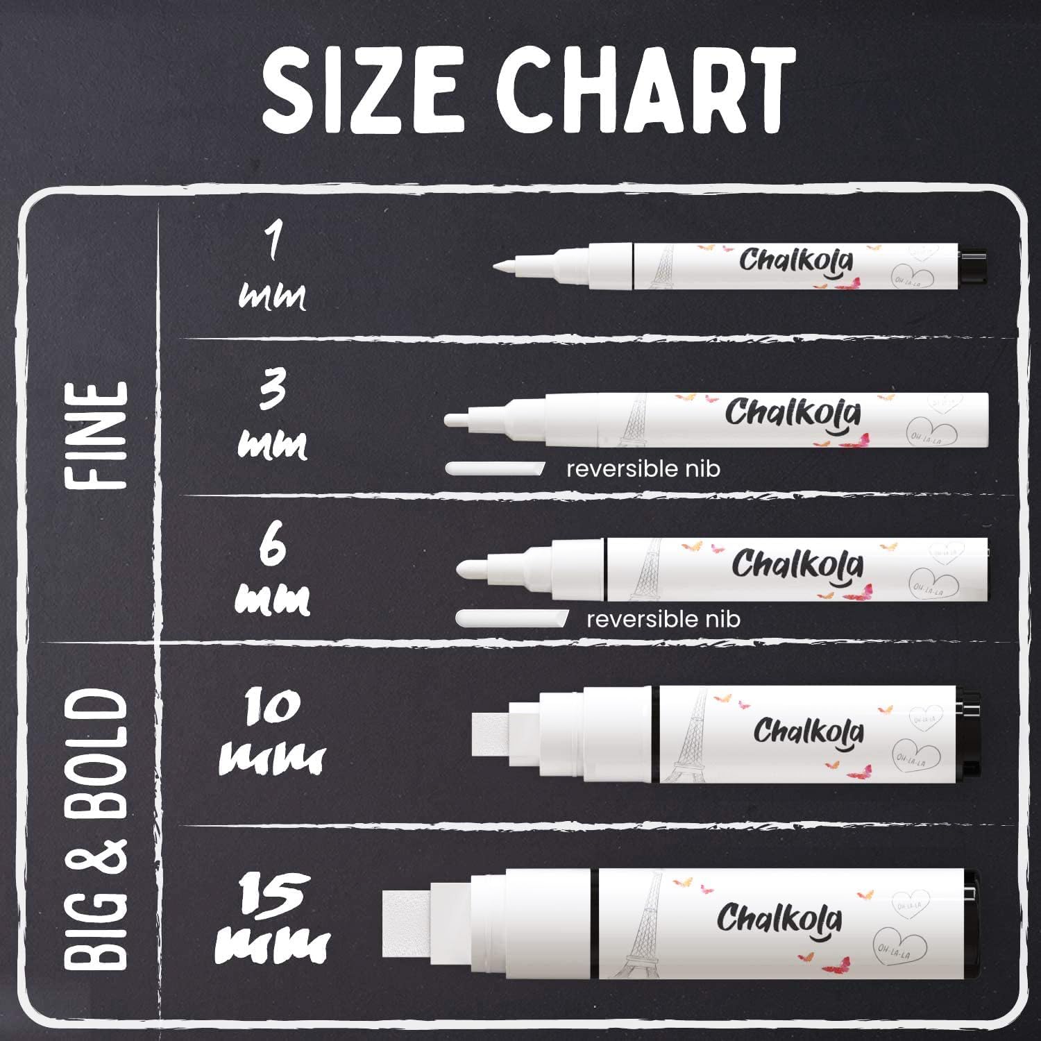 Detalle de Chalkola chalkboard marker pens, 1mm