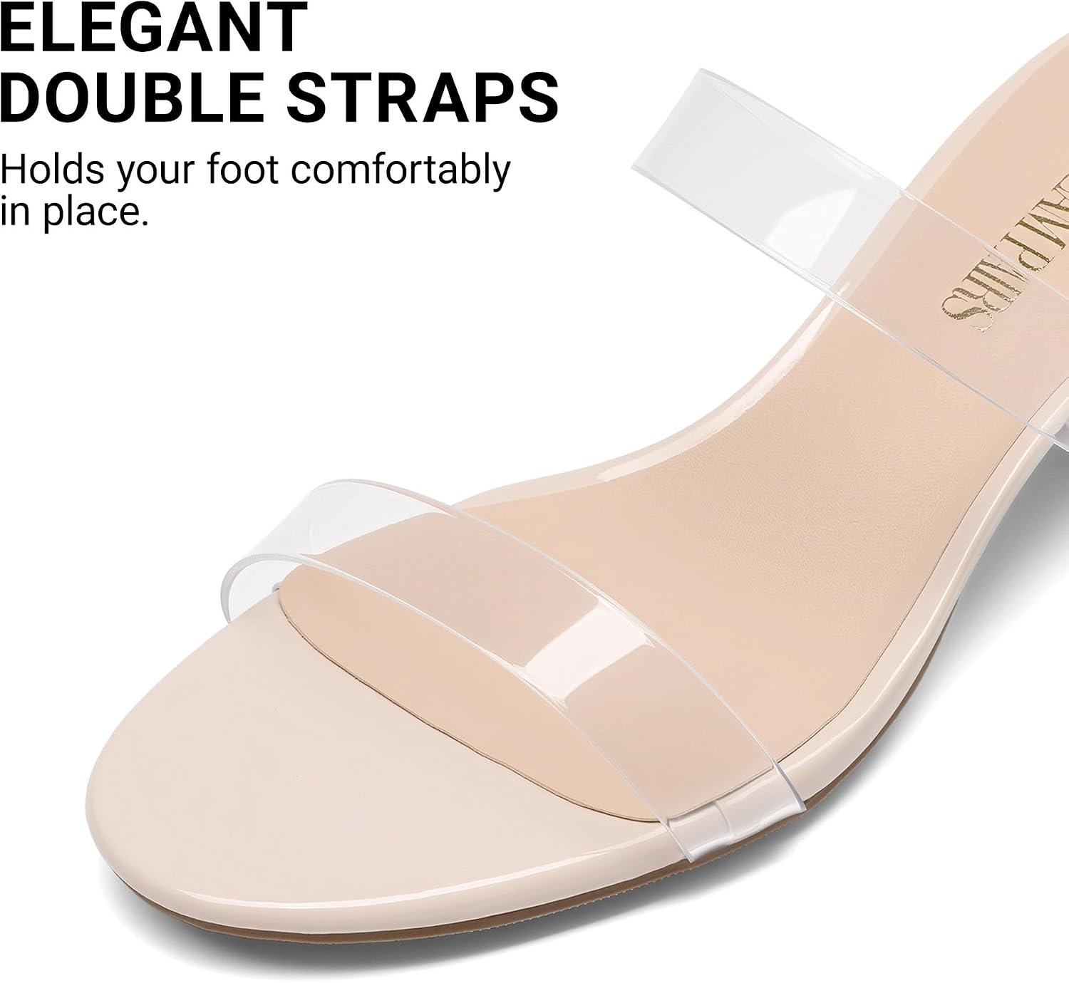 Detalle de DREAM PAIRS Two-Strap Open-Toe Low Block Heel Sandals