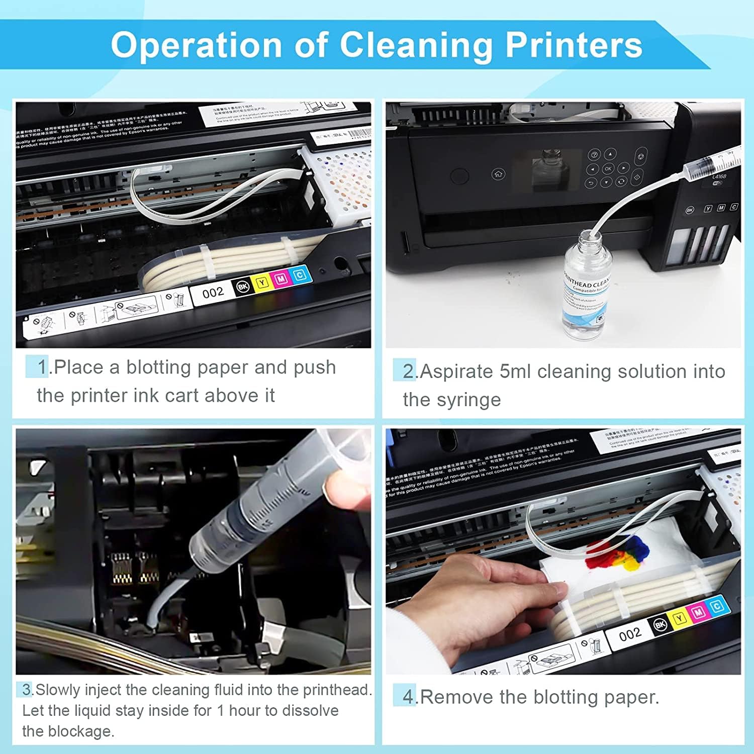 Thumbnail 3 de 250-ml Druckkopfreiniger Set (für Epson, Canon, Brother, HP & mehr) mit Spritze, Silikonschlauch und Handschuhen