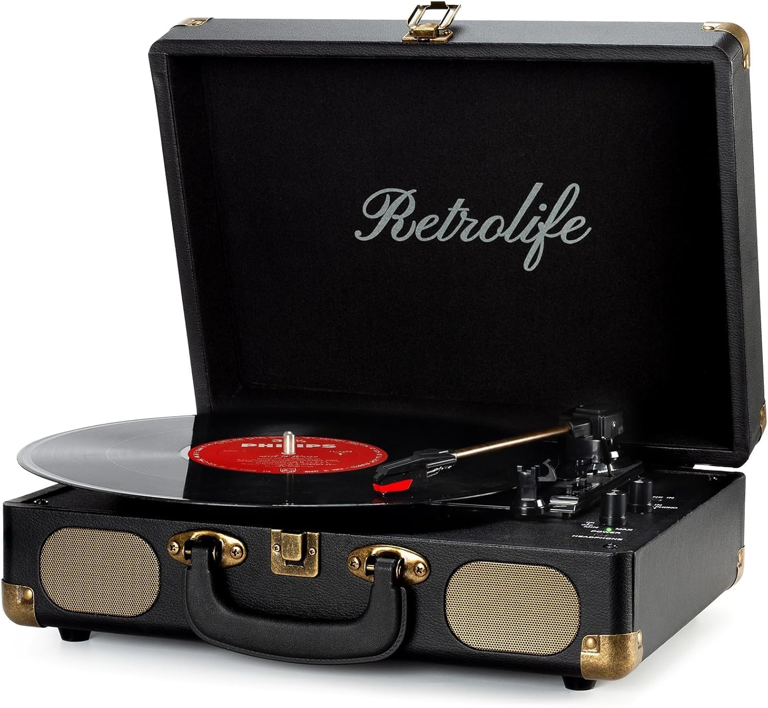 Detalle de Vinyl Record Player 3-Speed Bluetooth Suitcase
