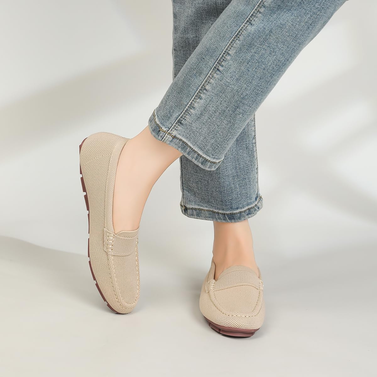 Thumbnail 1 de Women’s Lightweight Knitted Loafers Casual Flat Shoes with Breathable Mesh Upper