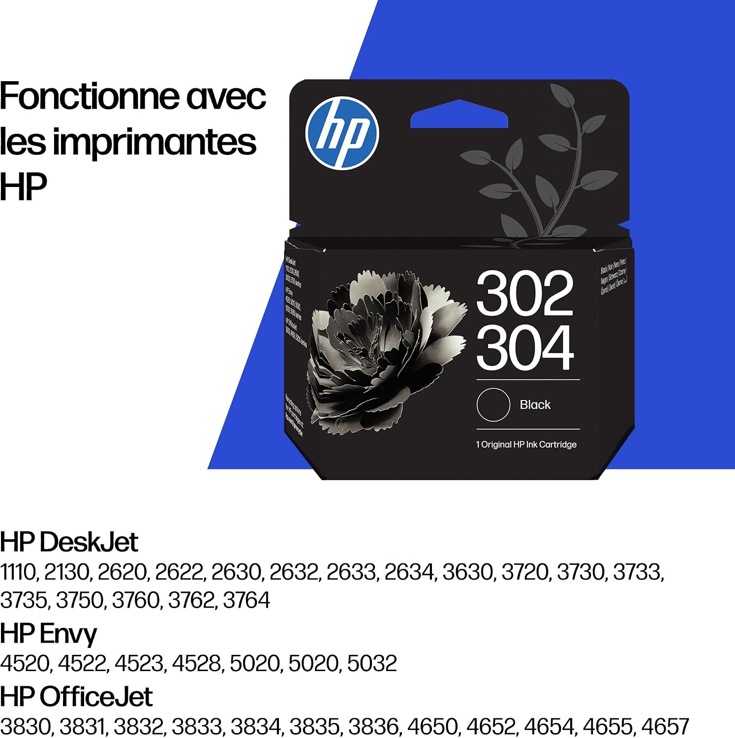 Detalle de HP 302/304 Noir, Cartouche Encre Originale – Cartouche noire HP authentique