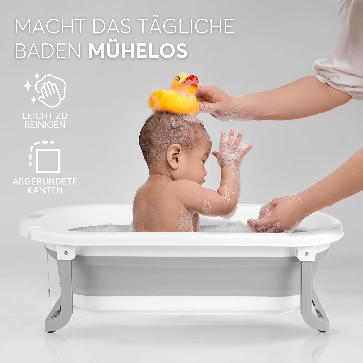 Detalle 2 de KikkaBoo Babybadewanne WILLY – faltbares Design, Temperaturanzeige & rutschfeste Füße