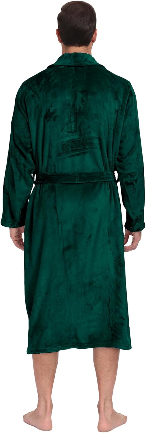 Detalle de RONGTAI Mens Plush Long Robe — Soft, Warm Full-Length Bathrobe