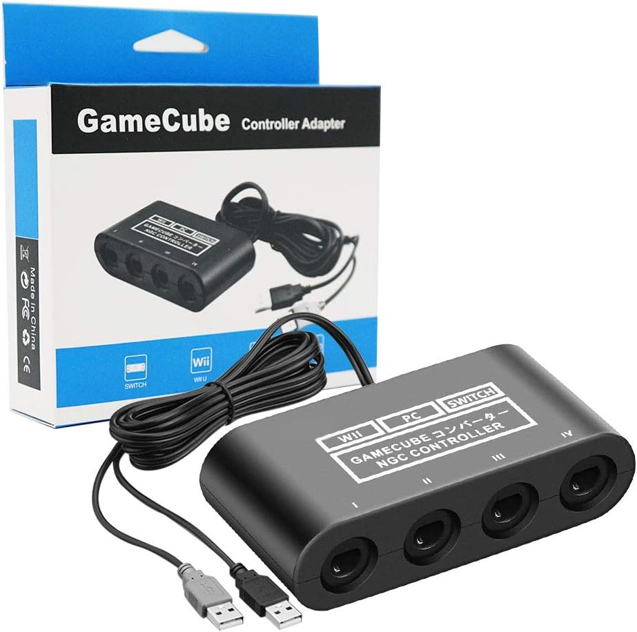 Detalle de Gamecube Controller Adapter for Switch / OLED / Switch 2 (4 Ports) – 6 ft Cable, Turbo & Vibration