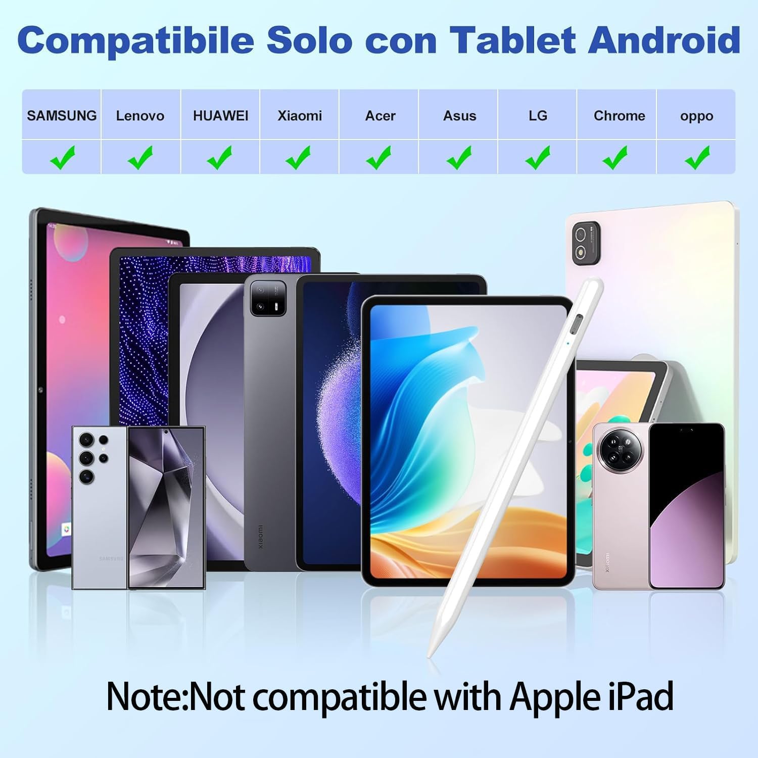 Thumbnail 1 de KARFUN Penna Tablet: Penna capacitiva da 1,5 mm per Android, compatibile con tablet e telefoni, ricarica rapida, bianca