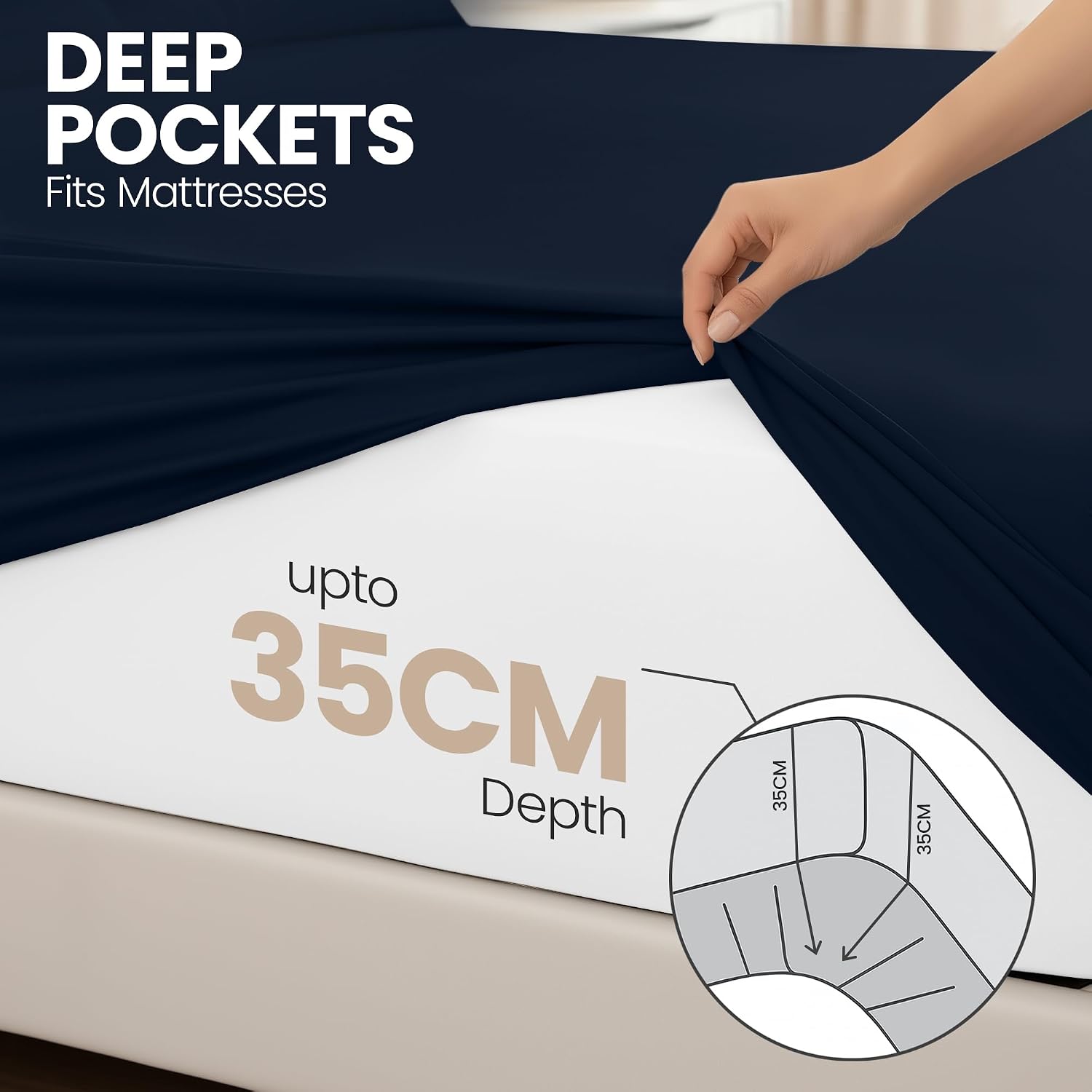 Detalle 2 de Utopia Bedding Double Fitted Sheet 14 inch