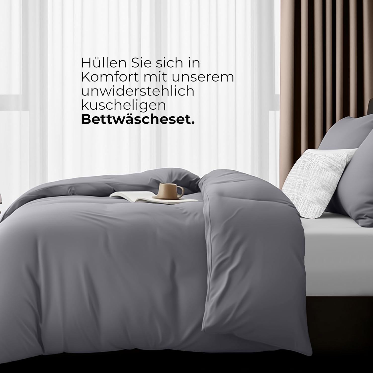 Thumbnail 3 de Utopia Bedding Bettwäsche 135x200 4tlg Grau