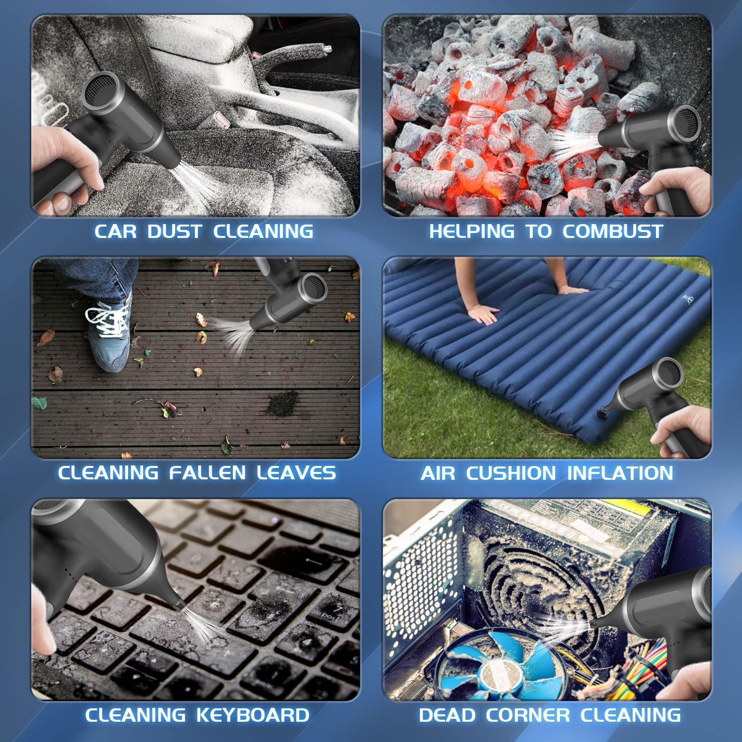 Thumbnail 4 de Cordless Compressed Air Duster with 200,000RPM Turbo Fan – USB Rechargeable 3-Gear Adjustable Air Blower (PC, Keyboard, Car)