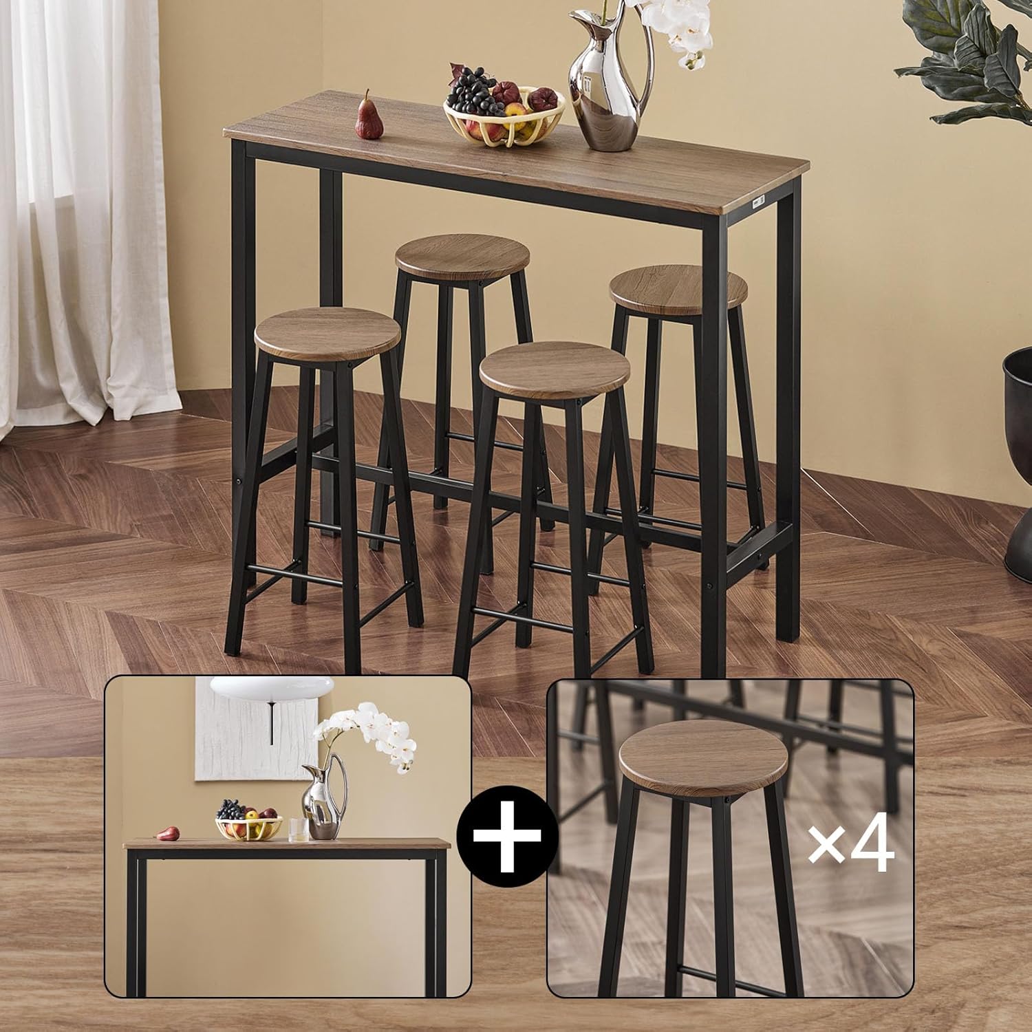 Detalle 2 de SoBuy OGT22-SCH table haute 120 cm