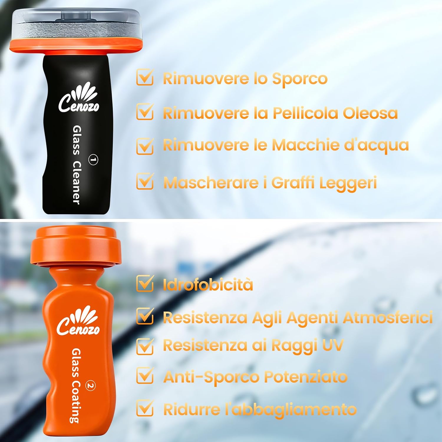 Detalle 2 de 2 in 1 Liquido Lavavetri & Sigillante Vetri Auto Kit – pulizia efficace e protezione idrorepellente per vetri