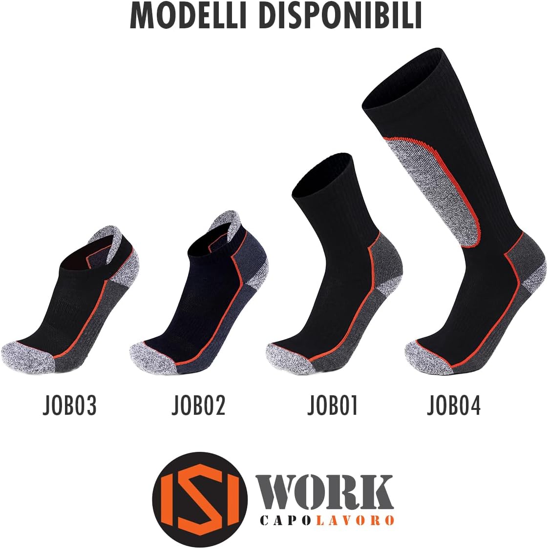 Thumbnail 3 de ISI WORK CAPOLAVORO | Confezione da 6 paia di calze da lavoro in cotone traspiranti (altezza metà polpaccio) per uomo e donna, taglie 35–50