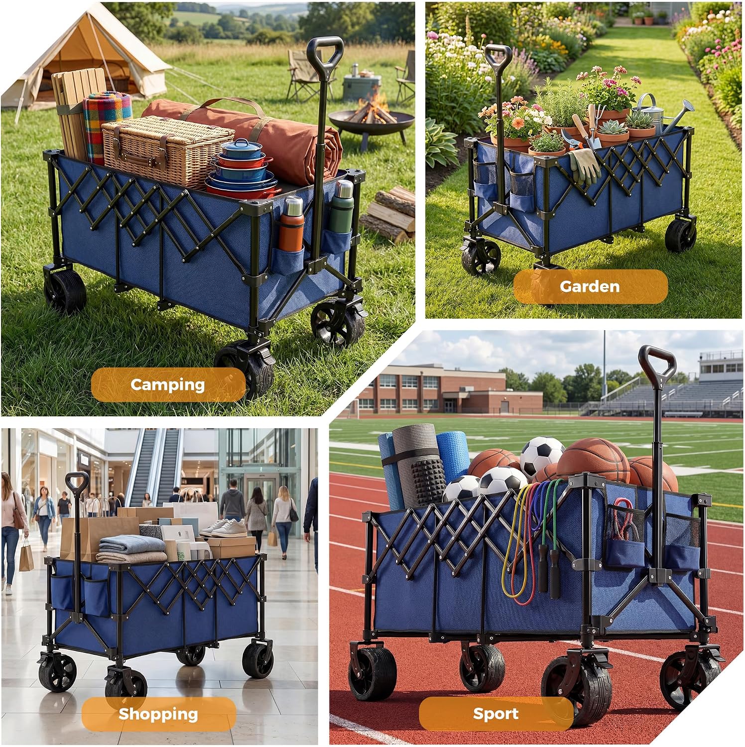 Detalle de DUMOS Folding Wagon 49-Inch Cargo Bed
