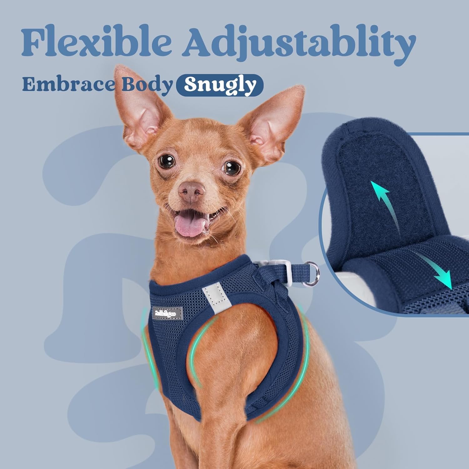 Thumbnail 5 de rabbitgoo Dog Harness Small Dog – Step-in Soft Mesh Harness (Navy, Size M)