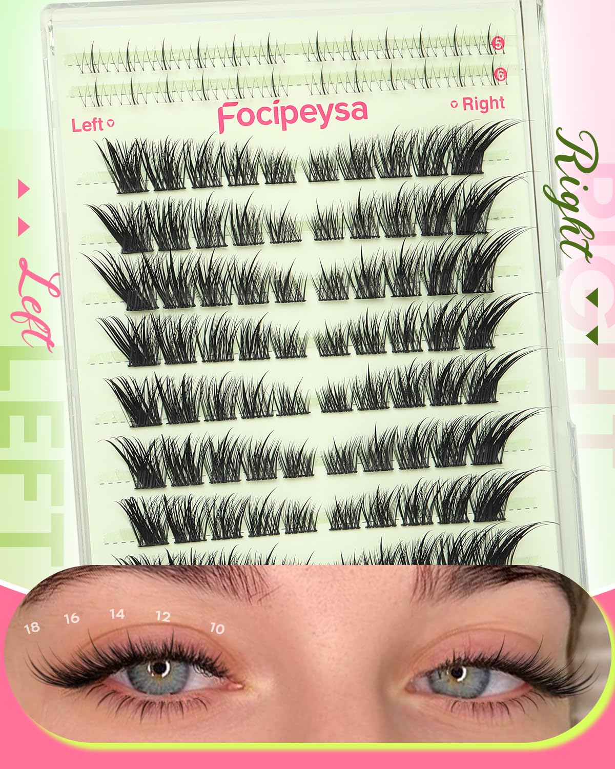 Thumbnail 5 de Focipeysa Wispy Lash Clusters 10-18mm 💄