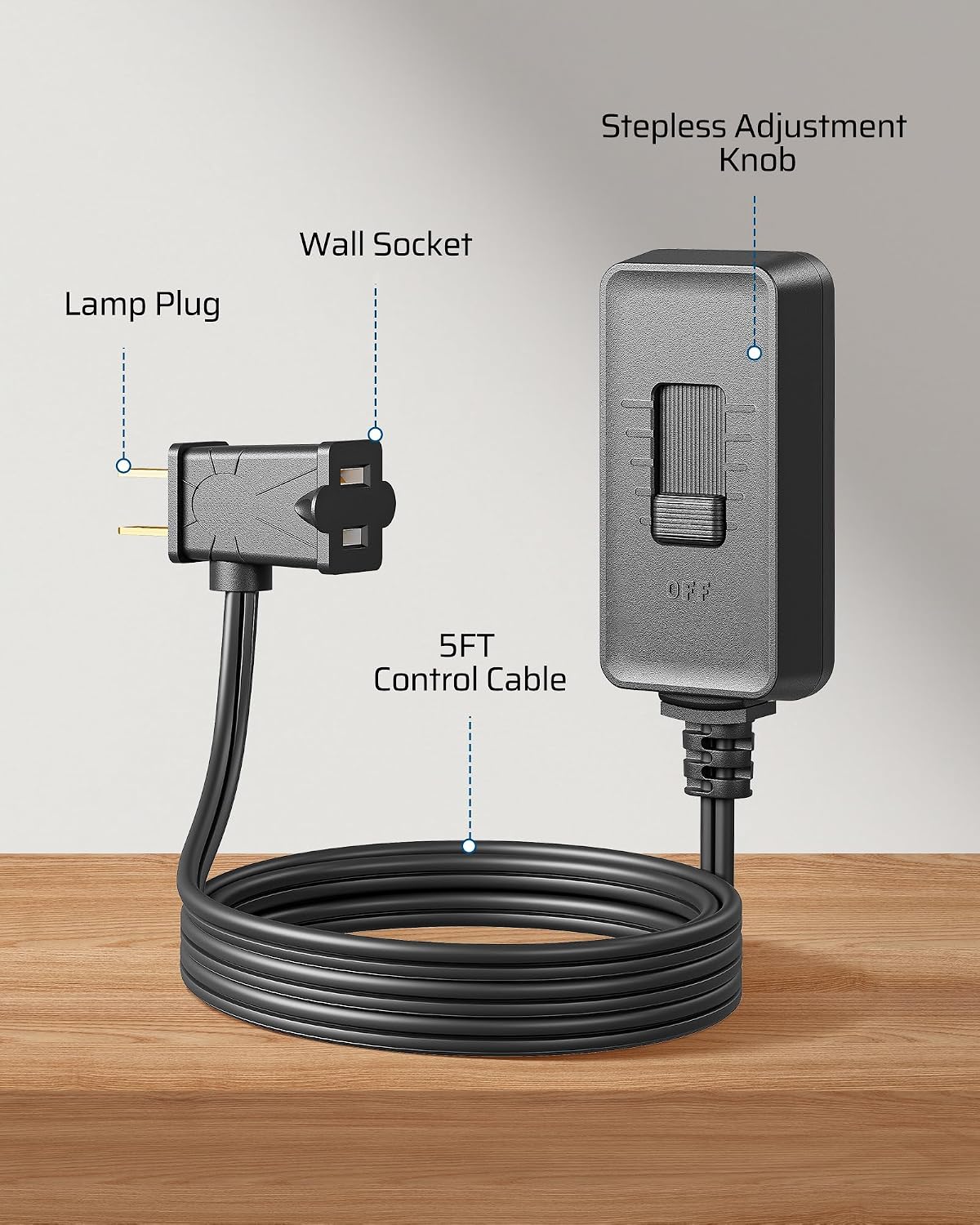 Detalle de DEWENWILS HPID02Y1-01 Plug-In Dimmer Switch, 2-Pack with Full-Range Slider