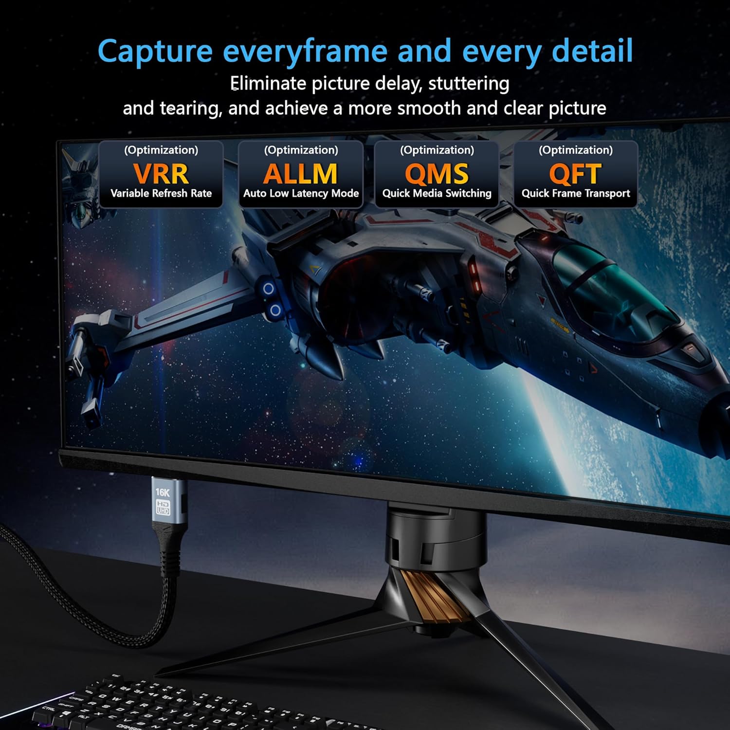 Thumbnail 3 de CAKOBLE HDMI 2.2 Kabel (1 m) 96 Gbit/s – Ultra High Speed für 4K/120 Hz, 8K, 16K, eARC, HDR10+ und Dolby Atmos