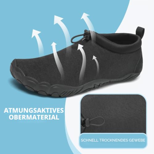 Detalle de Mishansha Herren Badeschuhe Barfuß Wasserschuhe Mattschwarz Gr.46 – Alltagstaugliche Schutzschicht beim Wassersport