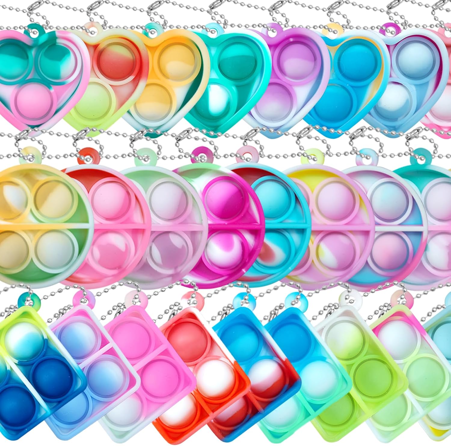 ONKULL Pop Fidget Keychain 30-Pack mini pop-it toys