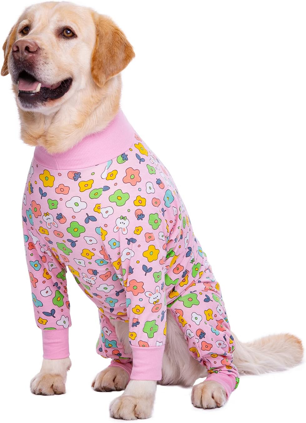 Detalle de BT Bear Large Dog Clothes Elastic Recovery Onesie Jumpsuit for Medium to Large Dogs (4XL, Pink Flowers)