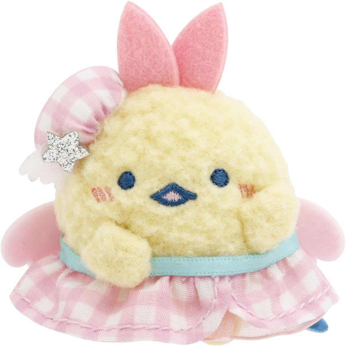 Detalle de すみっコぐらし『夢みるしっぽず』てのりぬいぐるみ とかげ|ギンガムチェック衣装・天使の羽付き