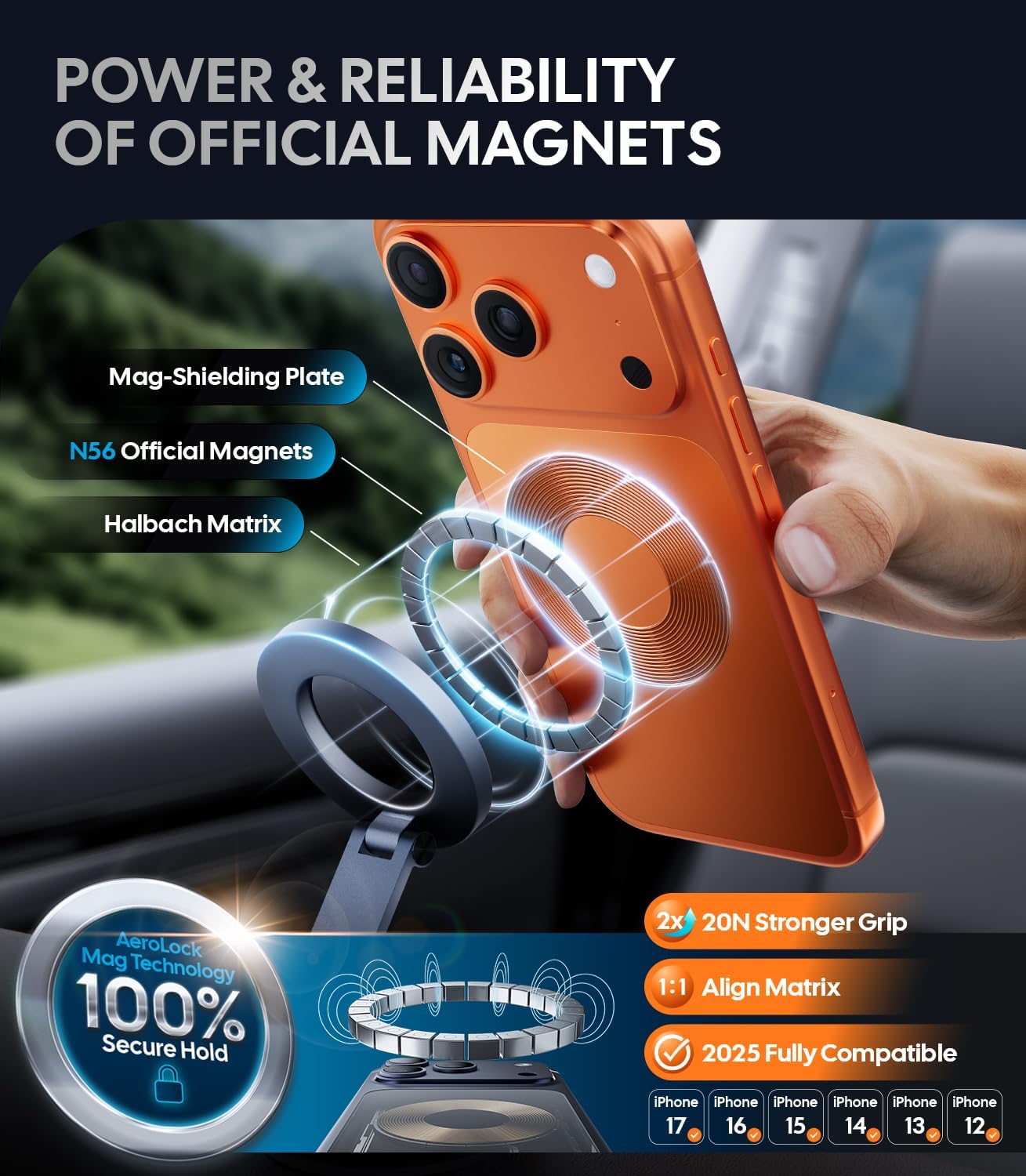 Thumbnail 2 de Wigoo Vacuum Magnetic Phone Holder for Car with 80LBS Suction and 360° Adjustment