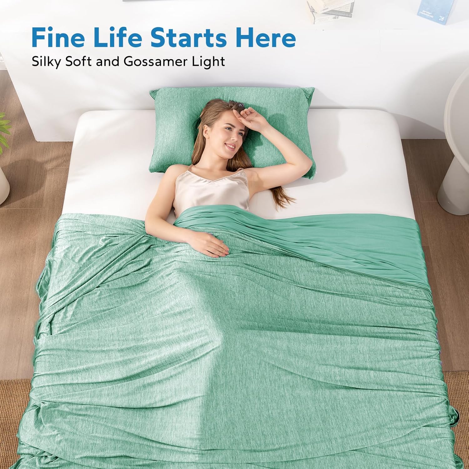 Thumbnail 3 de HOMFINE Cooling Blanket for Hot Sleepers – 90 x 90 inches, Green