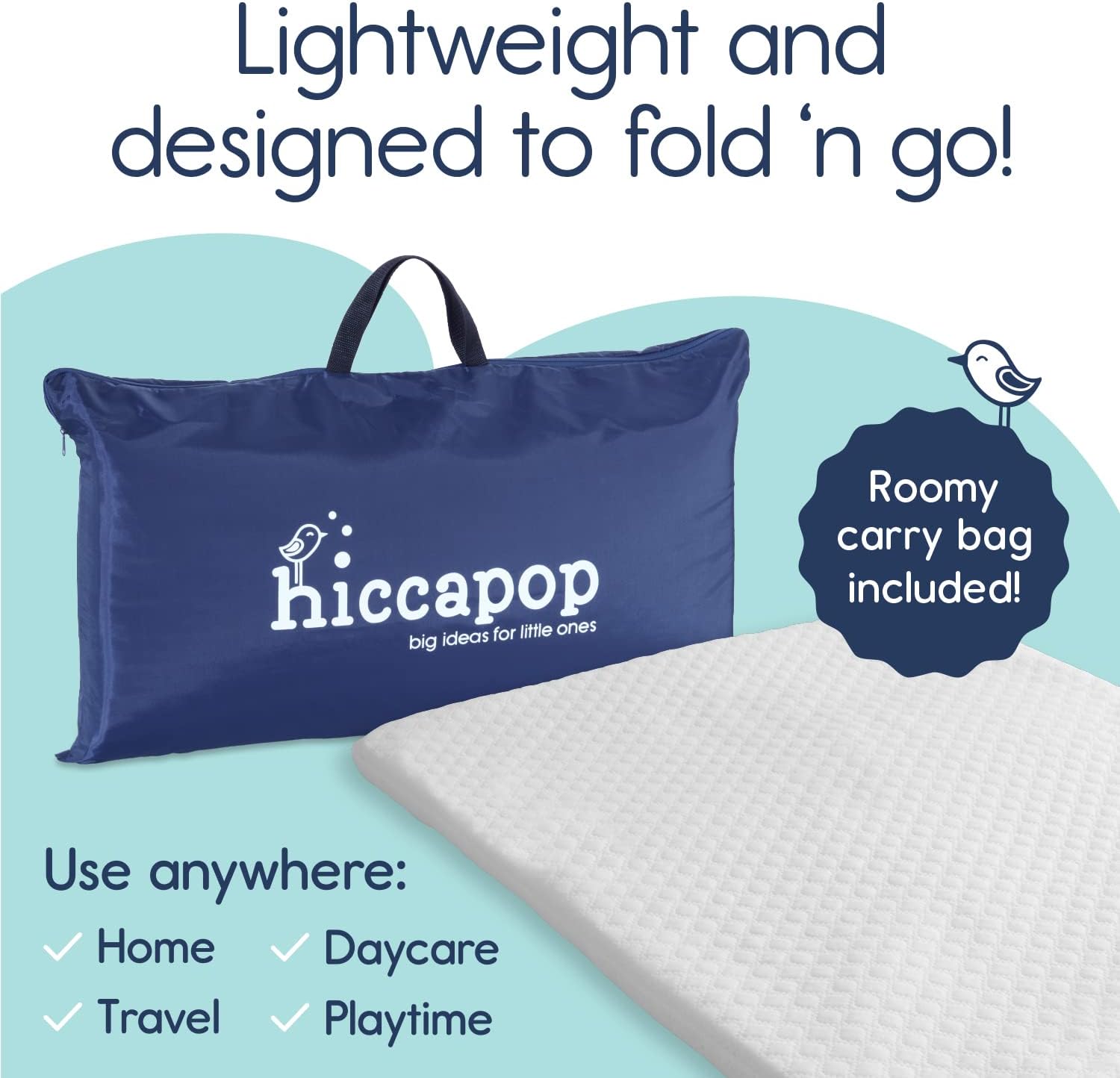 Thumbnail 6 de Hiccapop Playard Mattress Pad (38"x26"x1.25"): Snug, Portable Comfort for Playpens