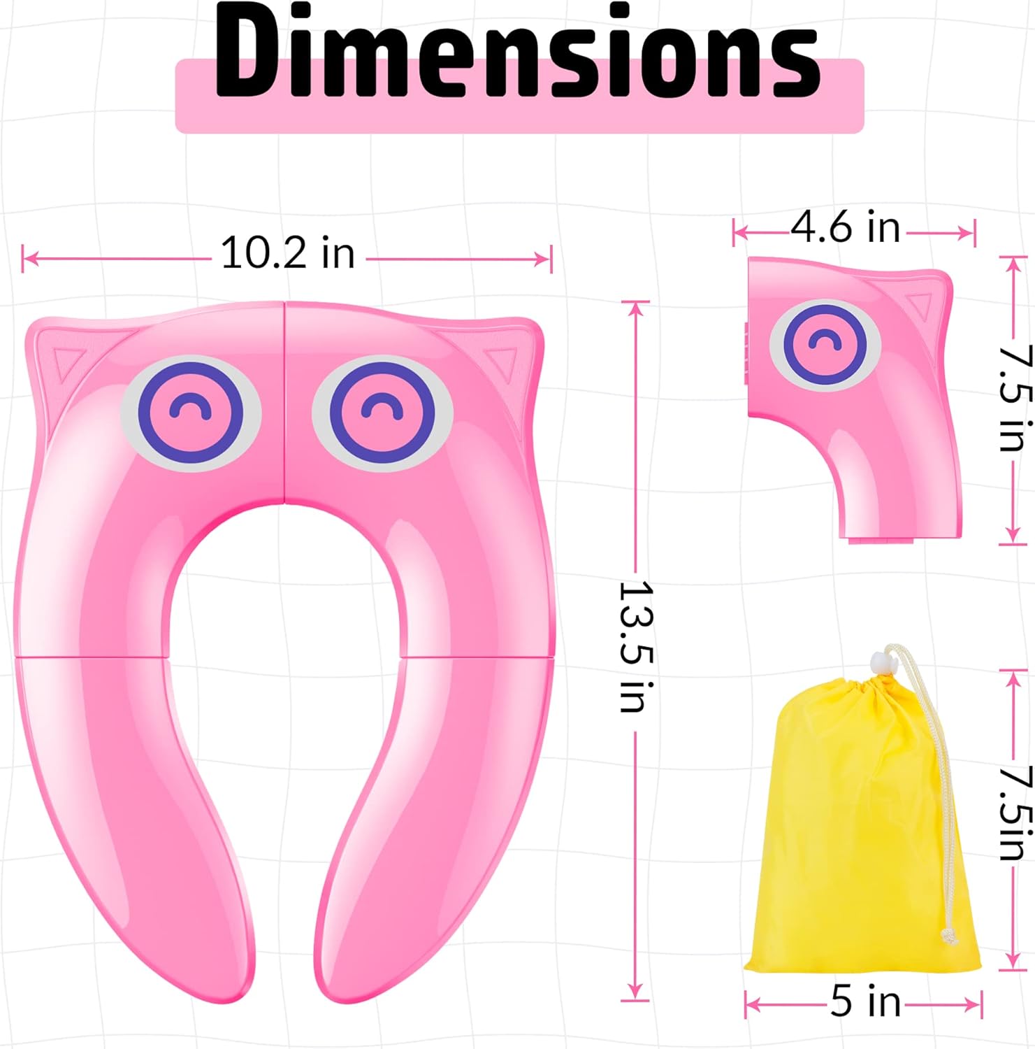 Thumbnail 1 de Maliton Potty Training Toilet Seat for Baby Girls (Foldable Travel Seat with Splash Guard) - Pink Owl