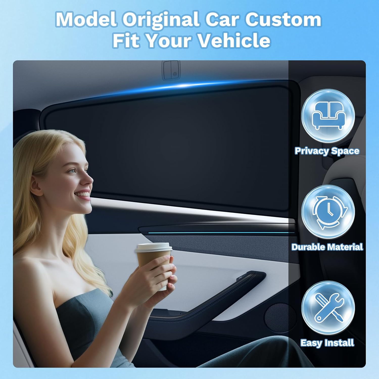 Detalle 2 de KUST Car Window Shades for Chrysler Pacifica (2017-2025 / 2026) — 8-Piece Privacy & UV Block Set