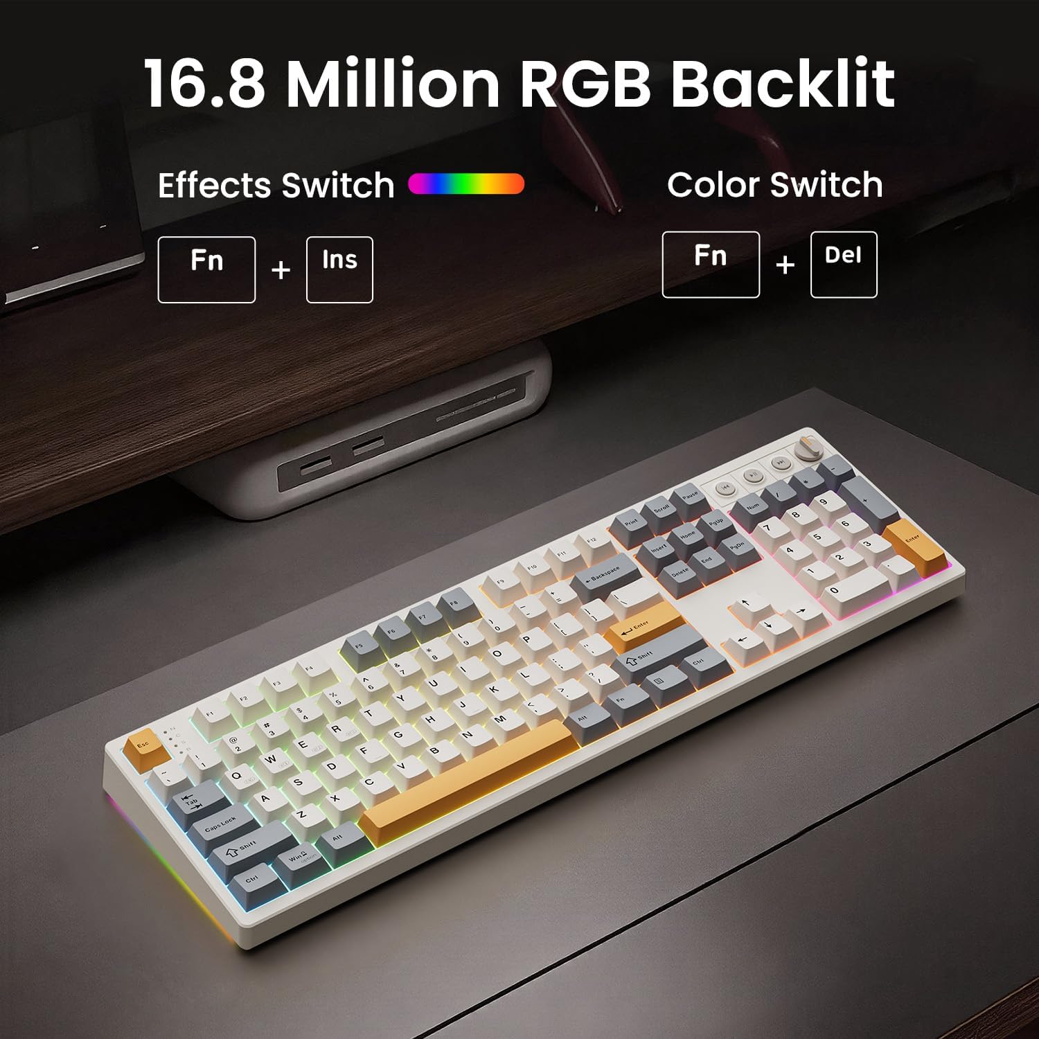 Thumbnail 3 de Kisnt KN104 Wireless Mechanical Keyboard: 100% Full Size with Knob