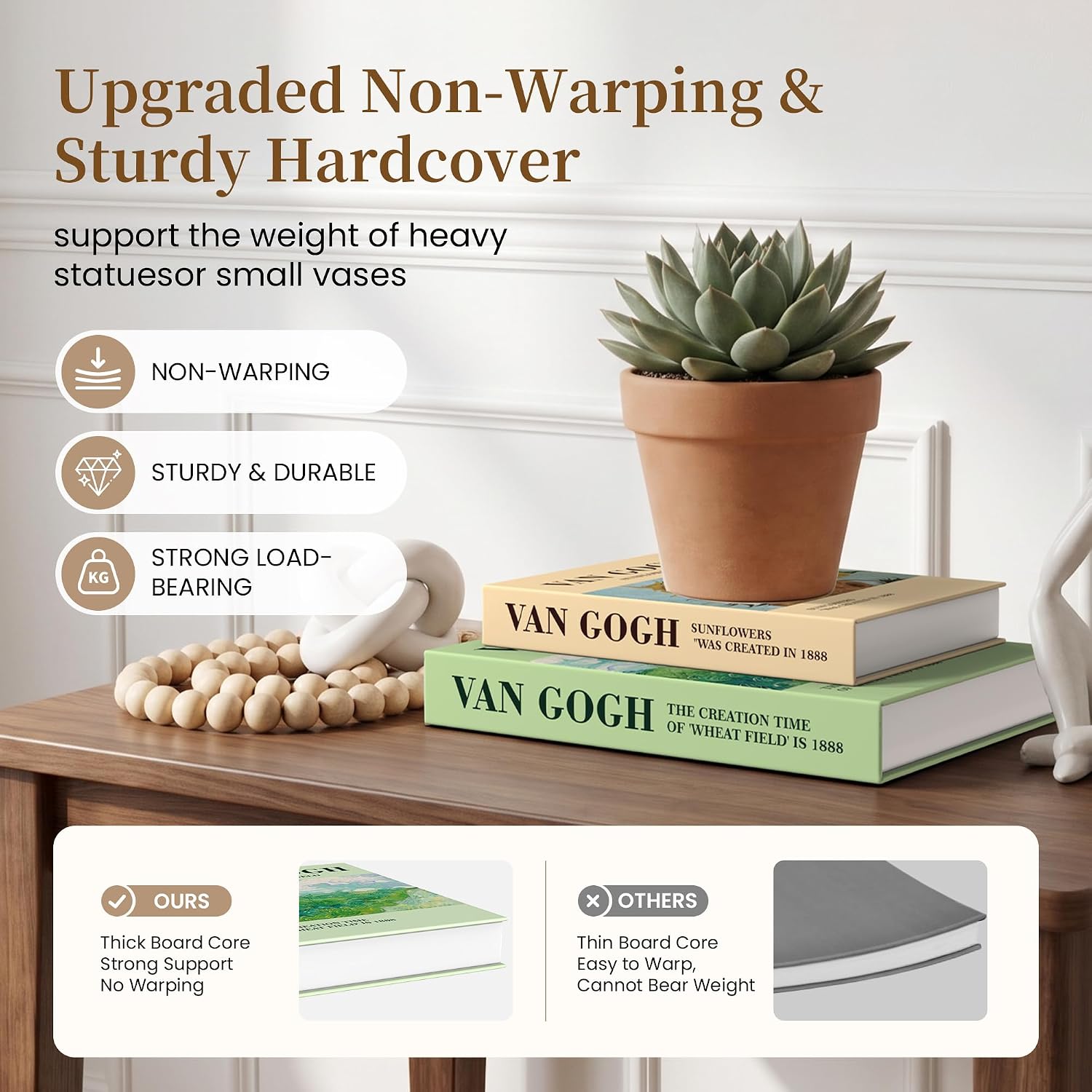 Detalle de NesveCit 2-Piece Decorative Book Boxes with Hidden Storage and Magnetic Lid