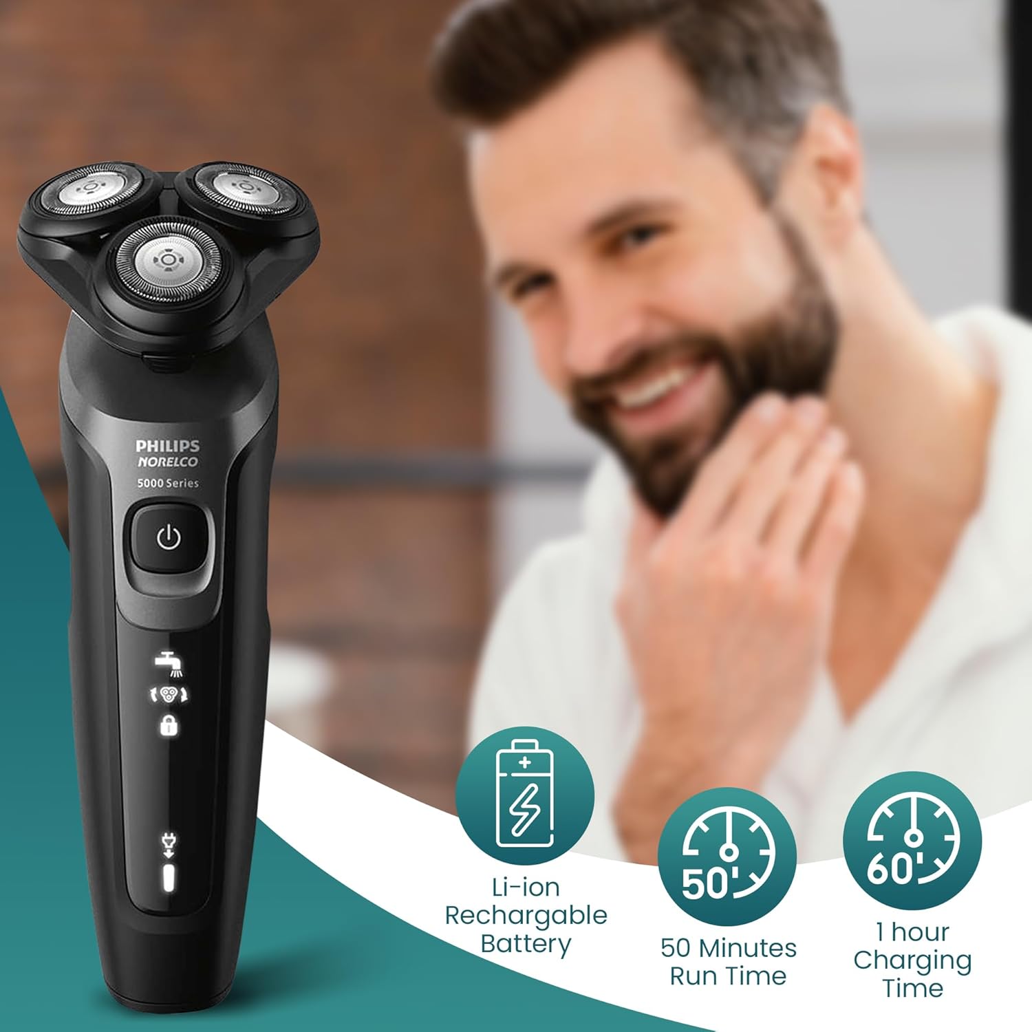 Detalle 2 de Philips AquaTouch S5966 Electric Shaver with 5D Flex Head and Precision Trimmer