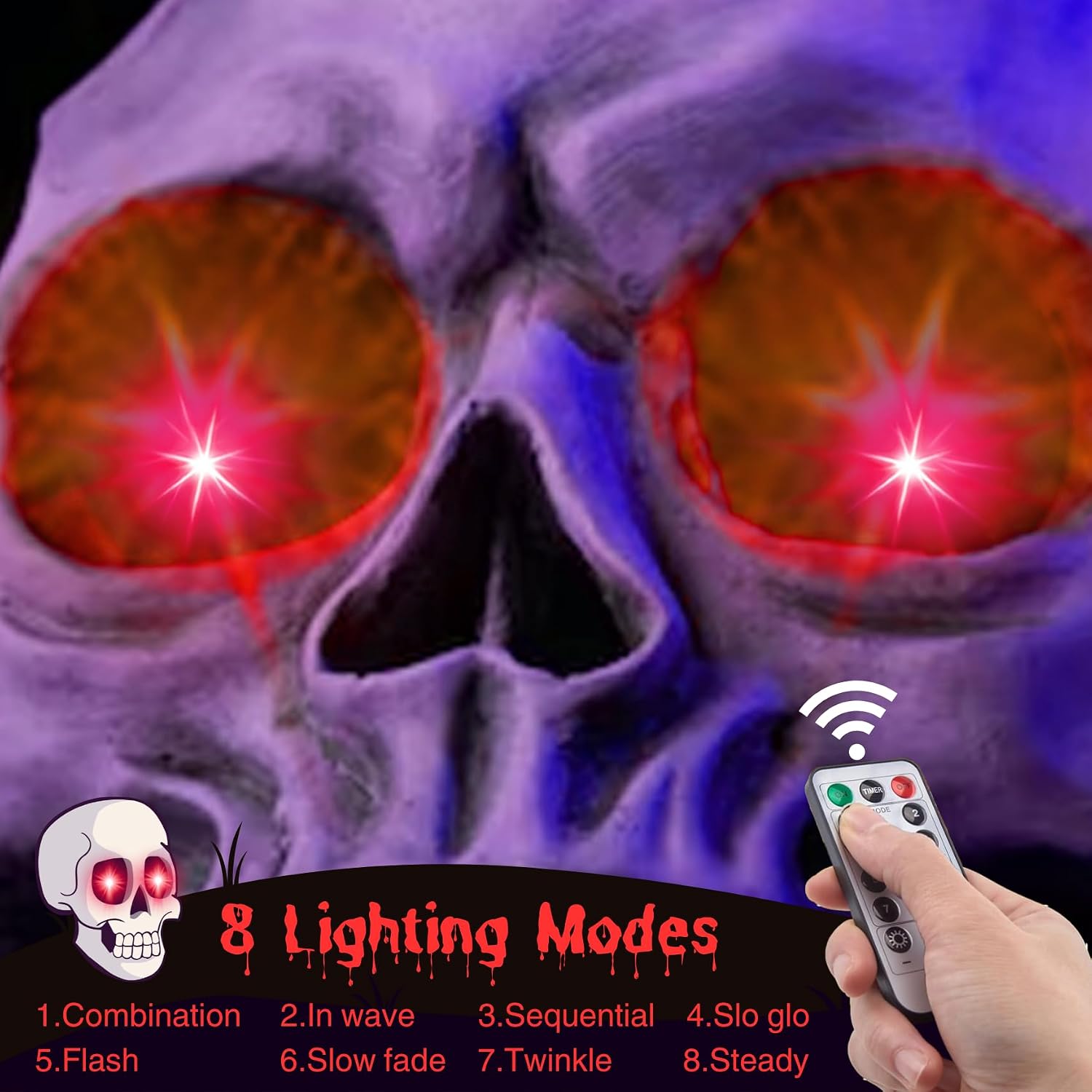 Thumbnail 2 de LCHUANG KLD-GR Red LED Halloween Glowing Eyes, 4-Pack with 8 Modes