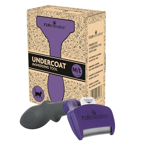 Detalle de FURminator deShedding: Cepillo para gatos medianos y grandes de pelo corto (L) — borde de acero y mango ergonómico