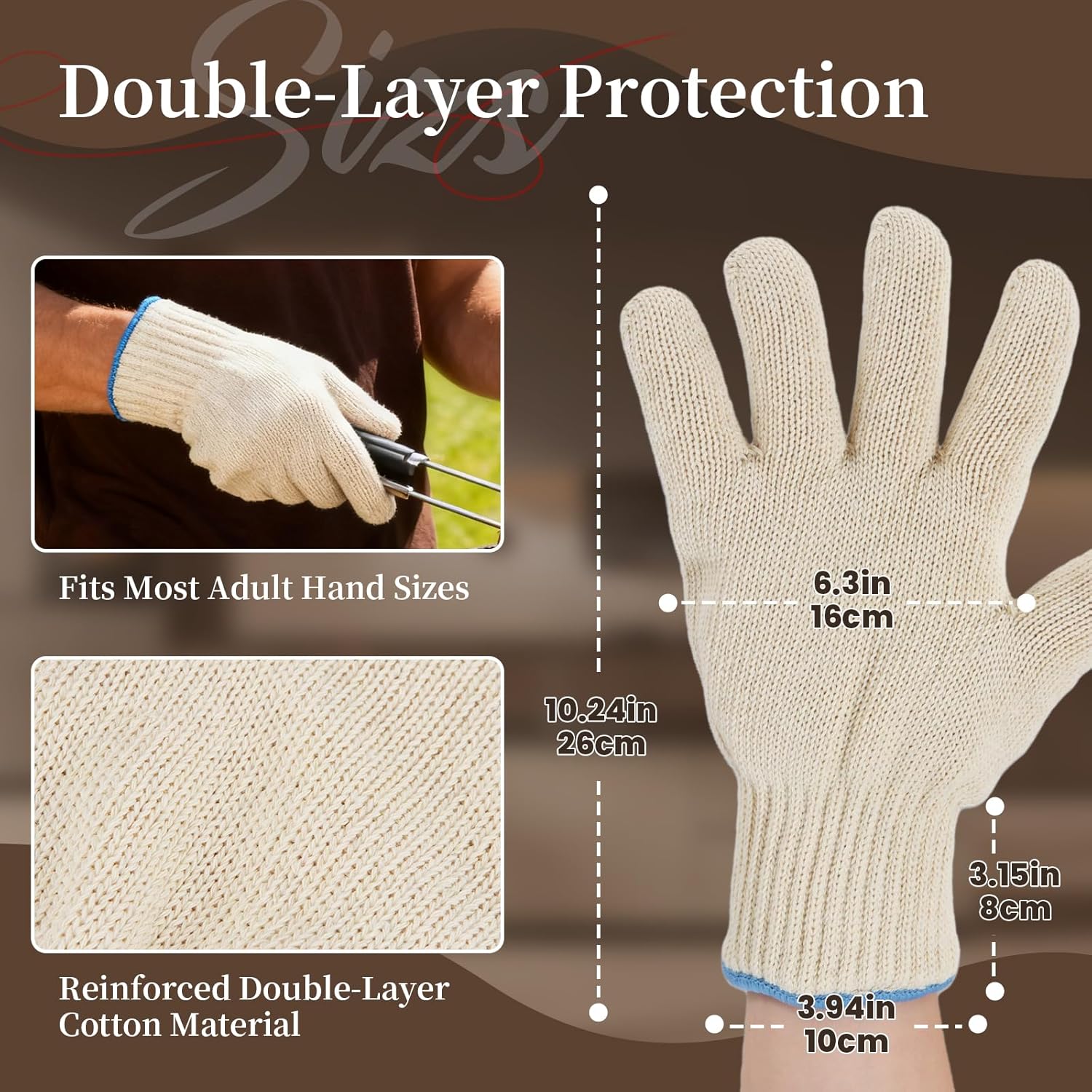 Detalle 2 de Houbobo Heat Resistant Oven Gloves (Set of 2) – full-hand, fingered grill gloves for hot food handling