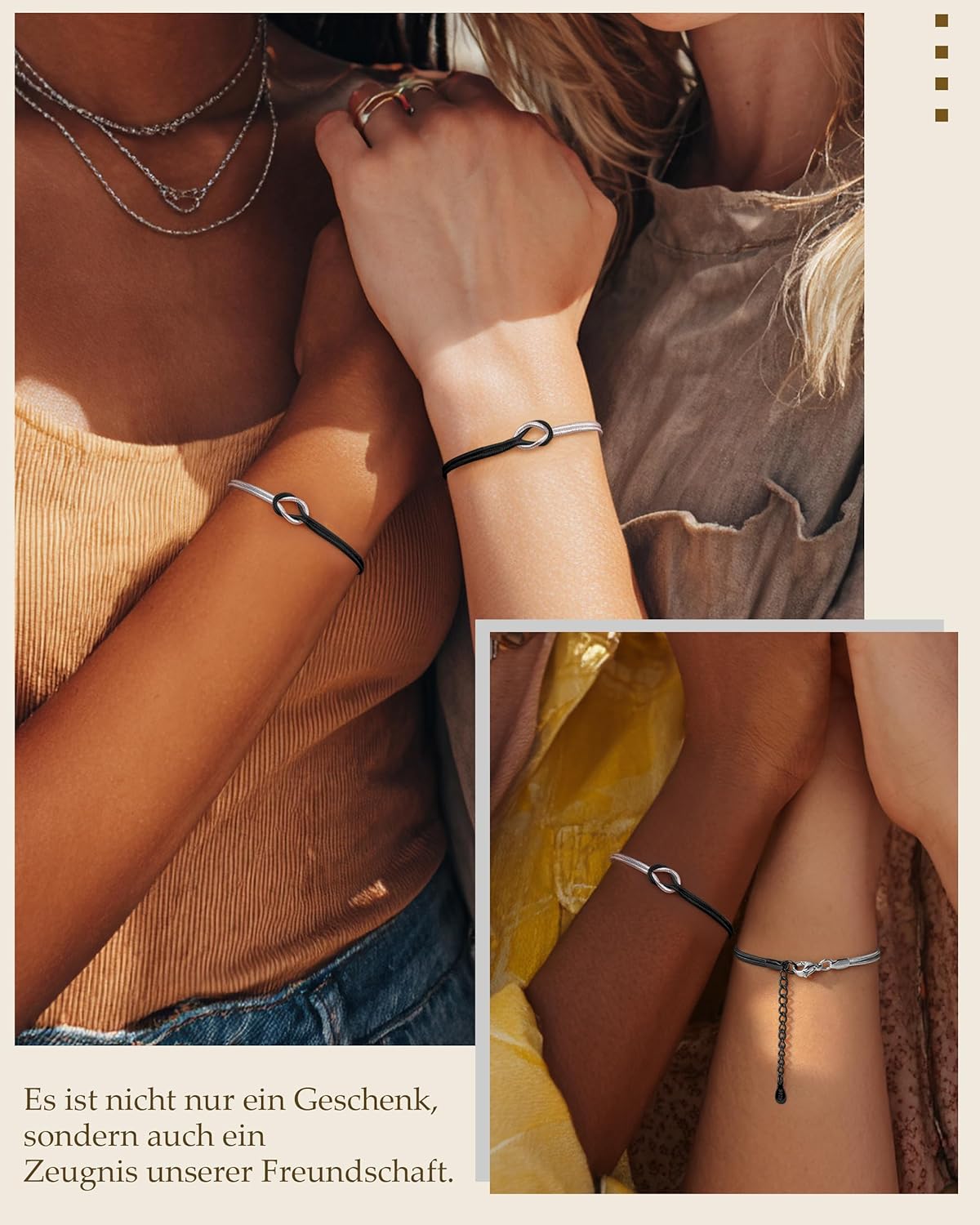 Thumbnail 2 de 2PCS Freundschaftsarmbänder Set – Silber 925 und 14K vergoldet, verstellbar