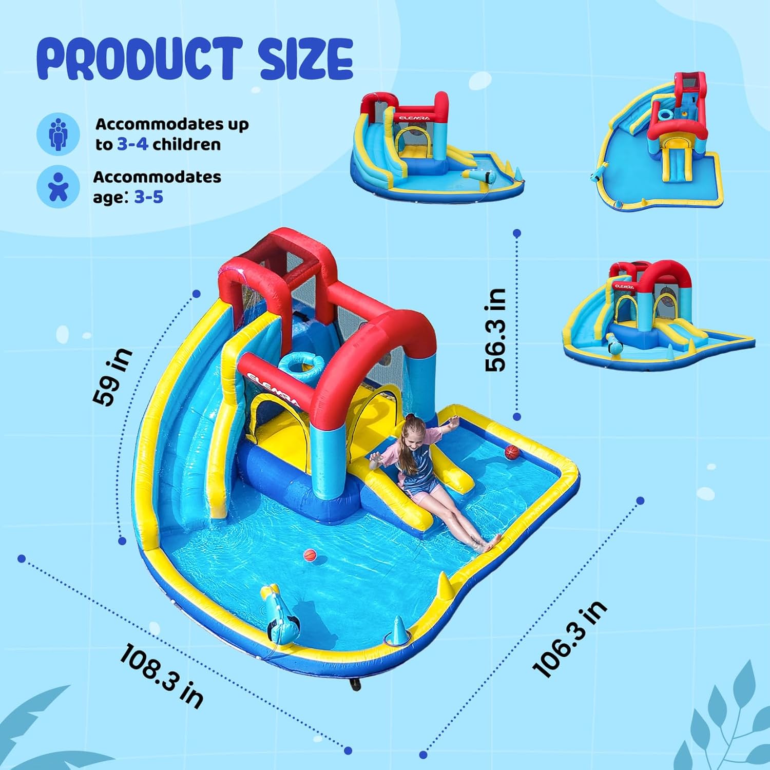 Thumbnail 1 de ELEMARA Inflatable Water Slide 9-in-1: 2 Slides, Pool, Trampoline, and More