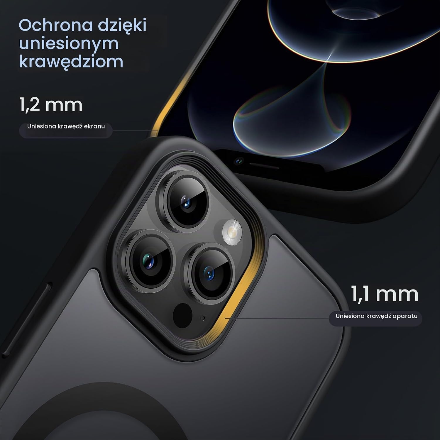 Detalle 2 de JETech 3978- – magnetyczne etui do iPhone 12 Pro Max, czarne, matowe