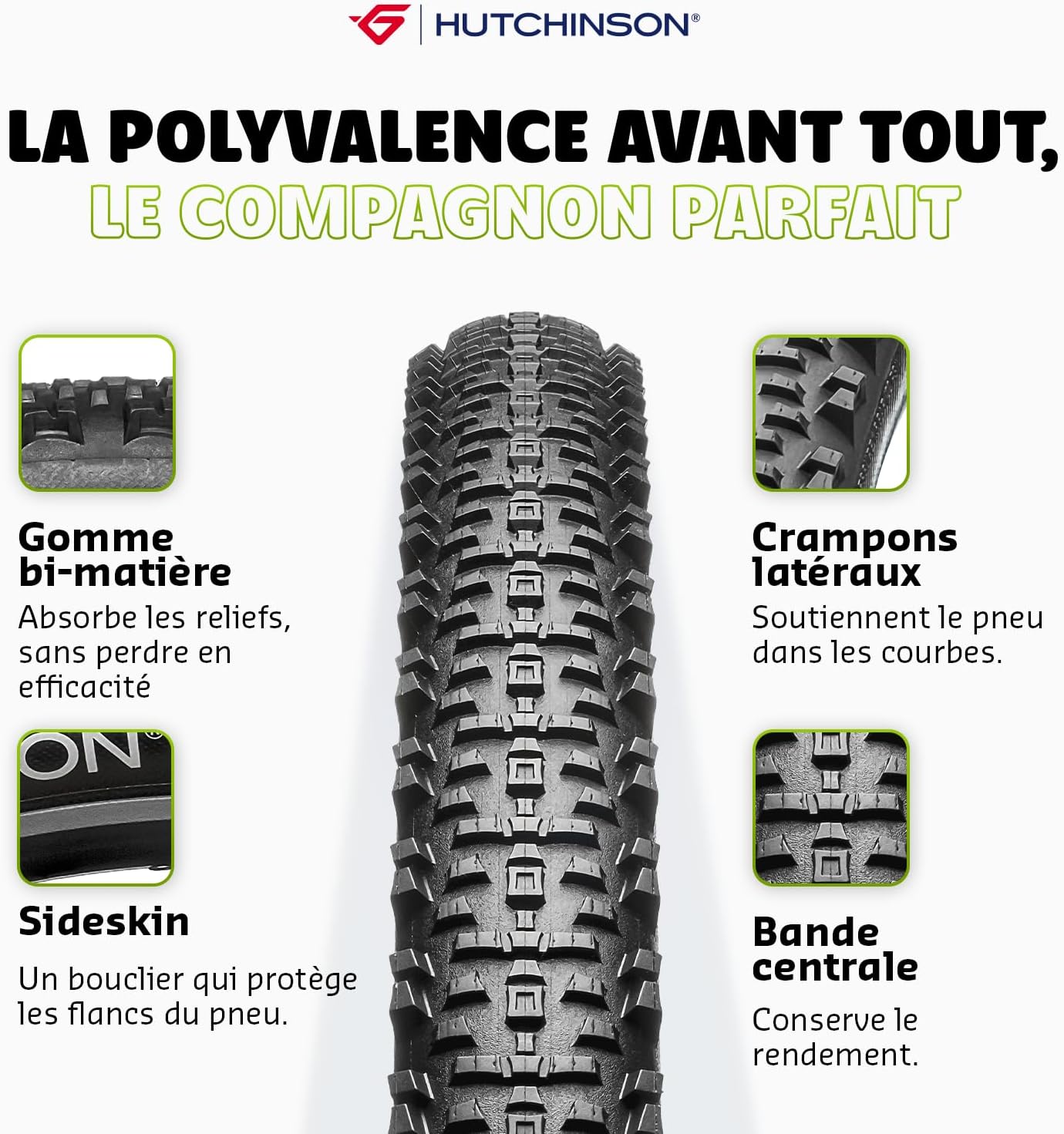 Detalle de Hutchinson Kraken – Pneu VTT 27,5 x 2,30 Tubeless Ready, polyvalent et sûr