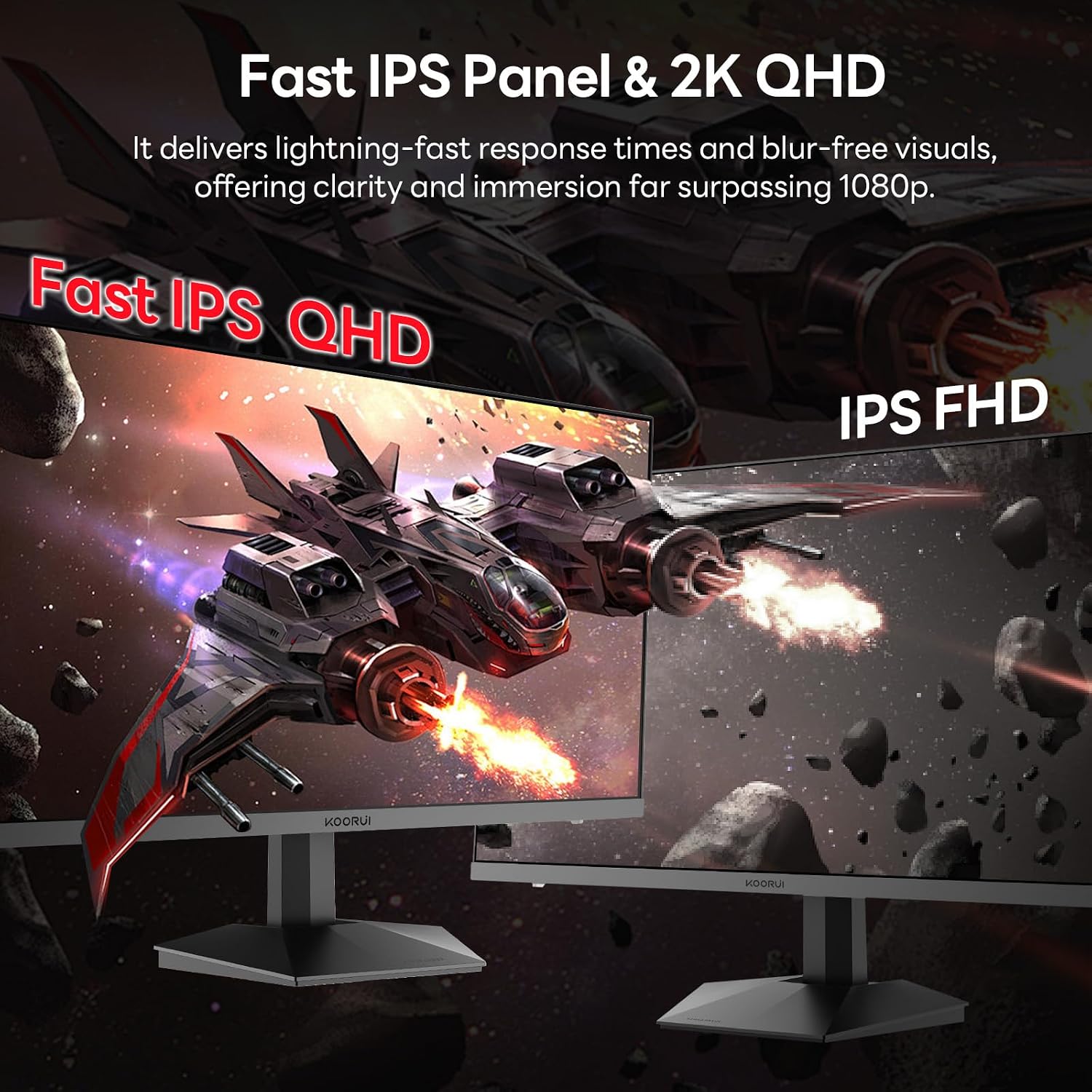 Detalle de KOORUI 27 inch QHD Gaming Monitor G2721X: 2560x1440, 260Hz (240Hz supported), HDR400, Fast IPS