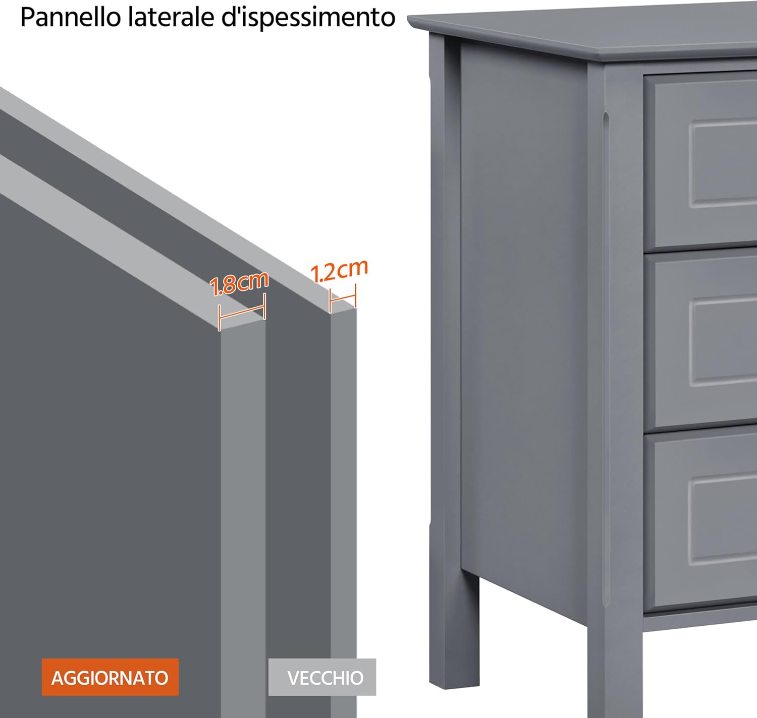 Detalle de Yaheetech Comodino con 3 Cassetti: stile moderno e organizzazione pratica per camera e soggiorno